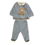 MARLU' completo 2pz maglia-ghettina tinta unita con fantasia Azzurro per Neonato IG5551X AZZURRO MARLU' 