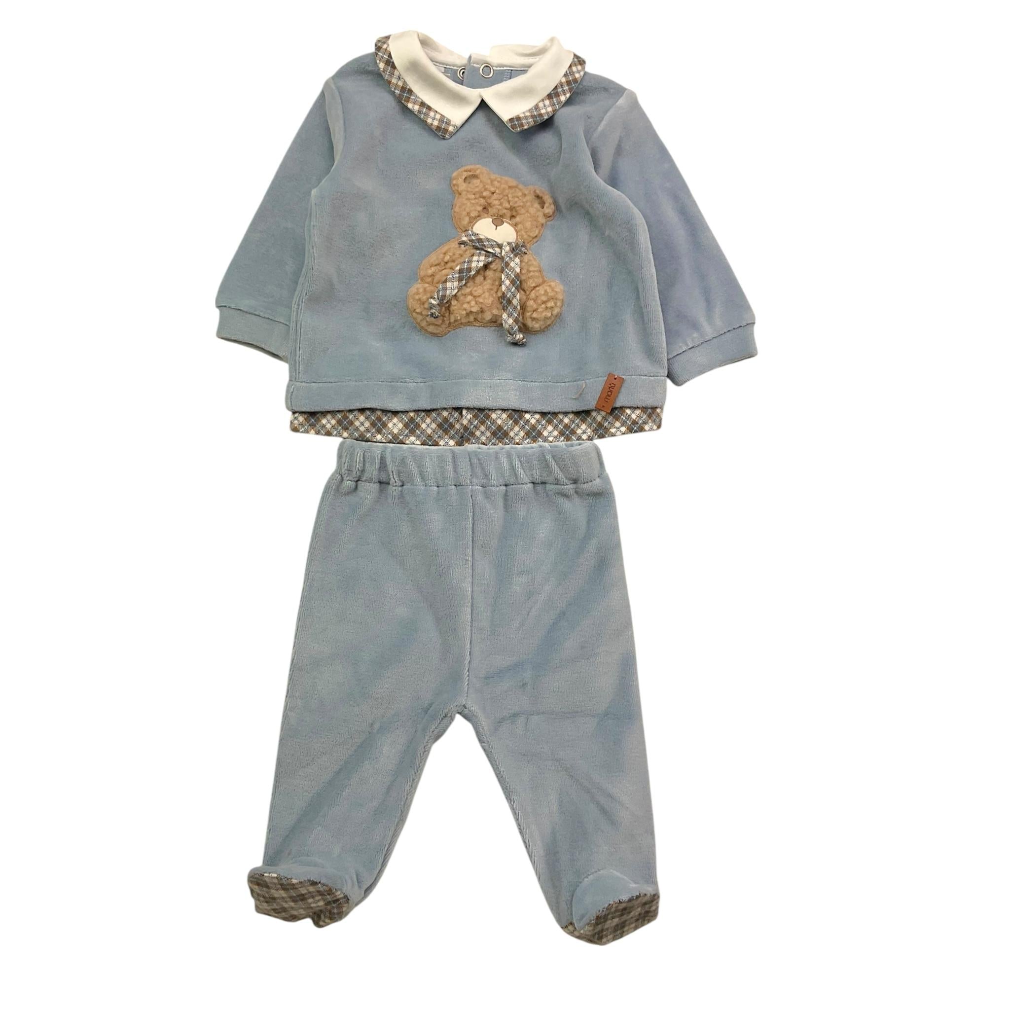 MARLU' completo 2pz maglia-ghettina tinta unita con fantasia Azzurro per Neonato IG5551X AZZURRO MARLU' 