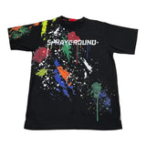 Sprayground T-Shirt Crew Neck Solid Color With Print Black For Boys