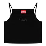 Diesel Canotta Bretelline Tinta Unita con Stampa Brillantinata per Bambina J02201 NERO DIESEL 