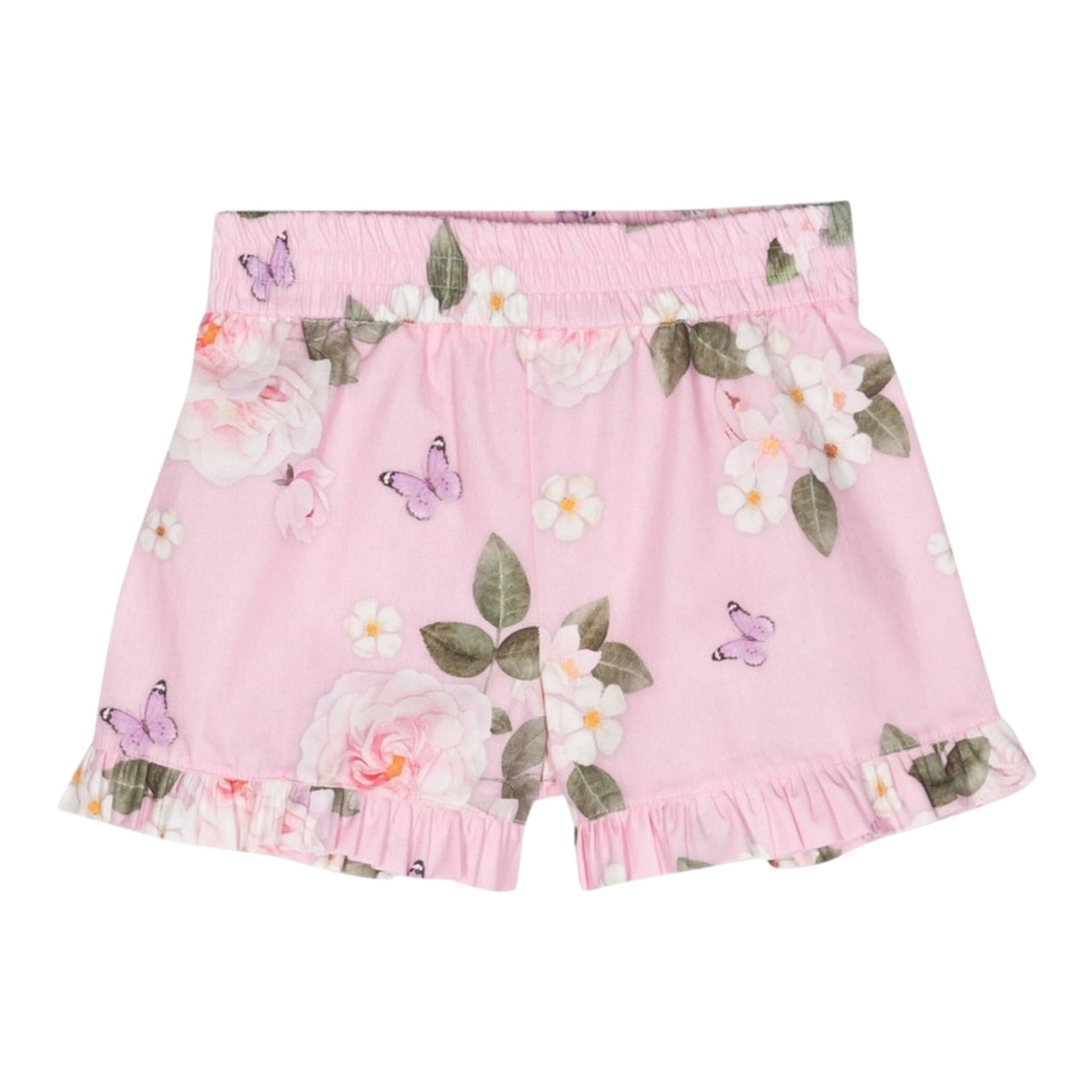 Monnalisa Short Tinta Unita con Fantasia per Neonata 11X421 ROSA MONNALISA 