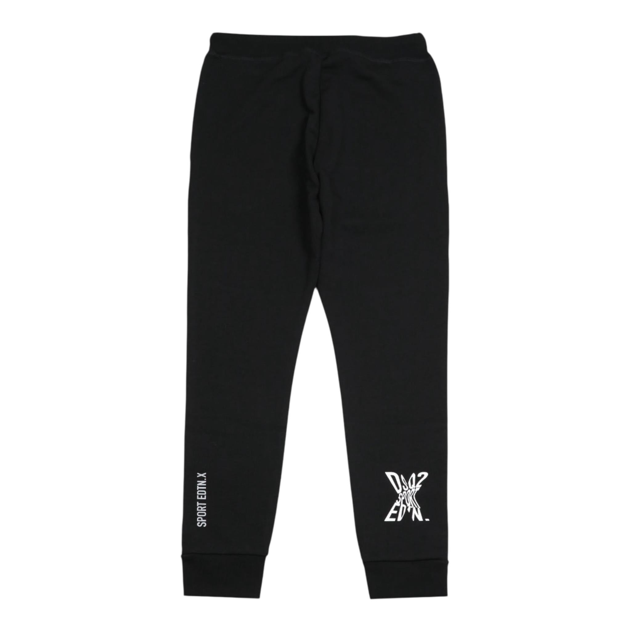 DSQUARED2 pantalone tuta tinta unita con stampa logo Nero per Bambino DQ2527XX NERO DSQUARED2 