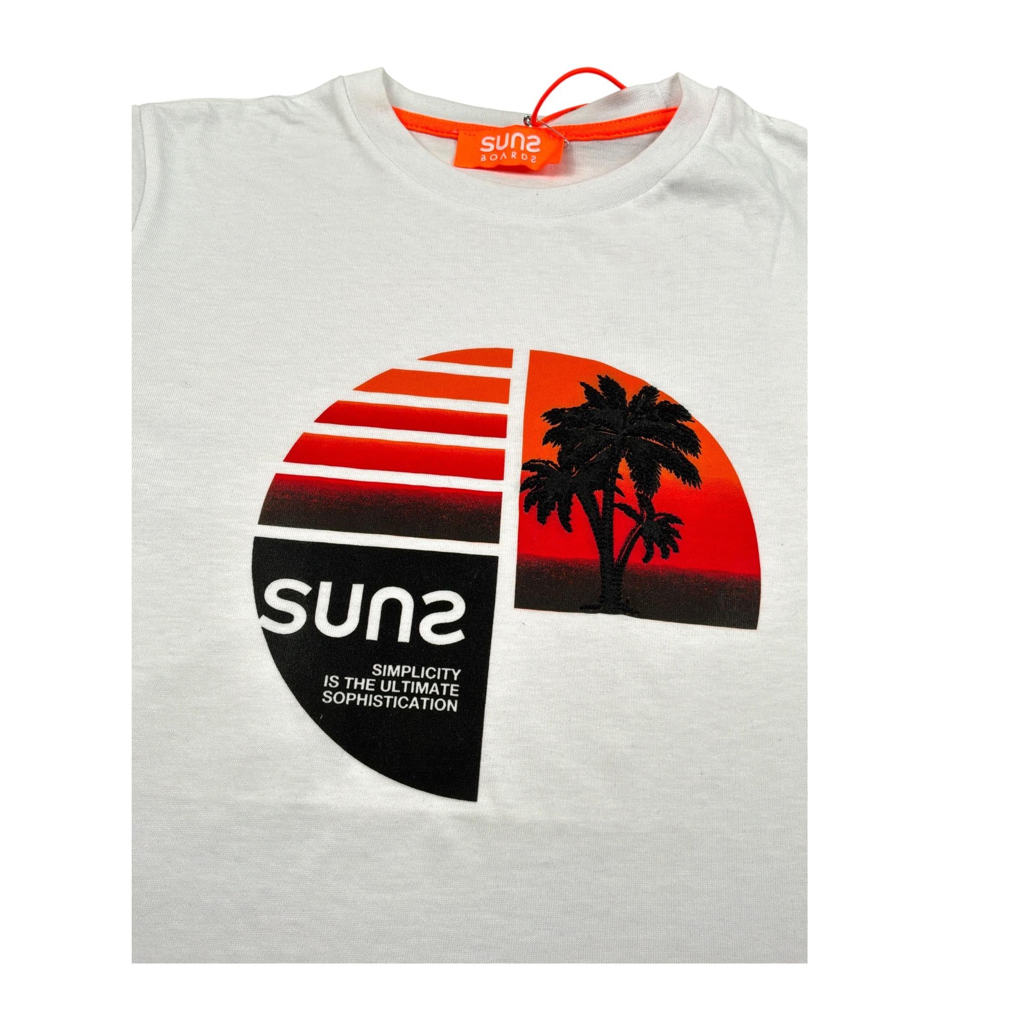 Suns T-Shirt Girocollo tinta unita con Logo Bianco per Bambino TSS123U BIANCO SUNS 