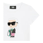 KARL LAGERFELD t-shirt girocollo tinta unita con stampa in contrasto Bianco per Bambina Z30111 BIANCO KARL LAGERFELD 