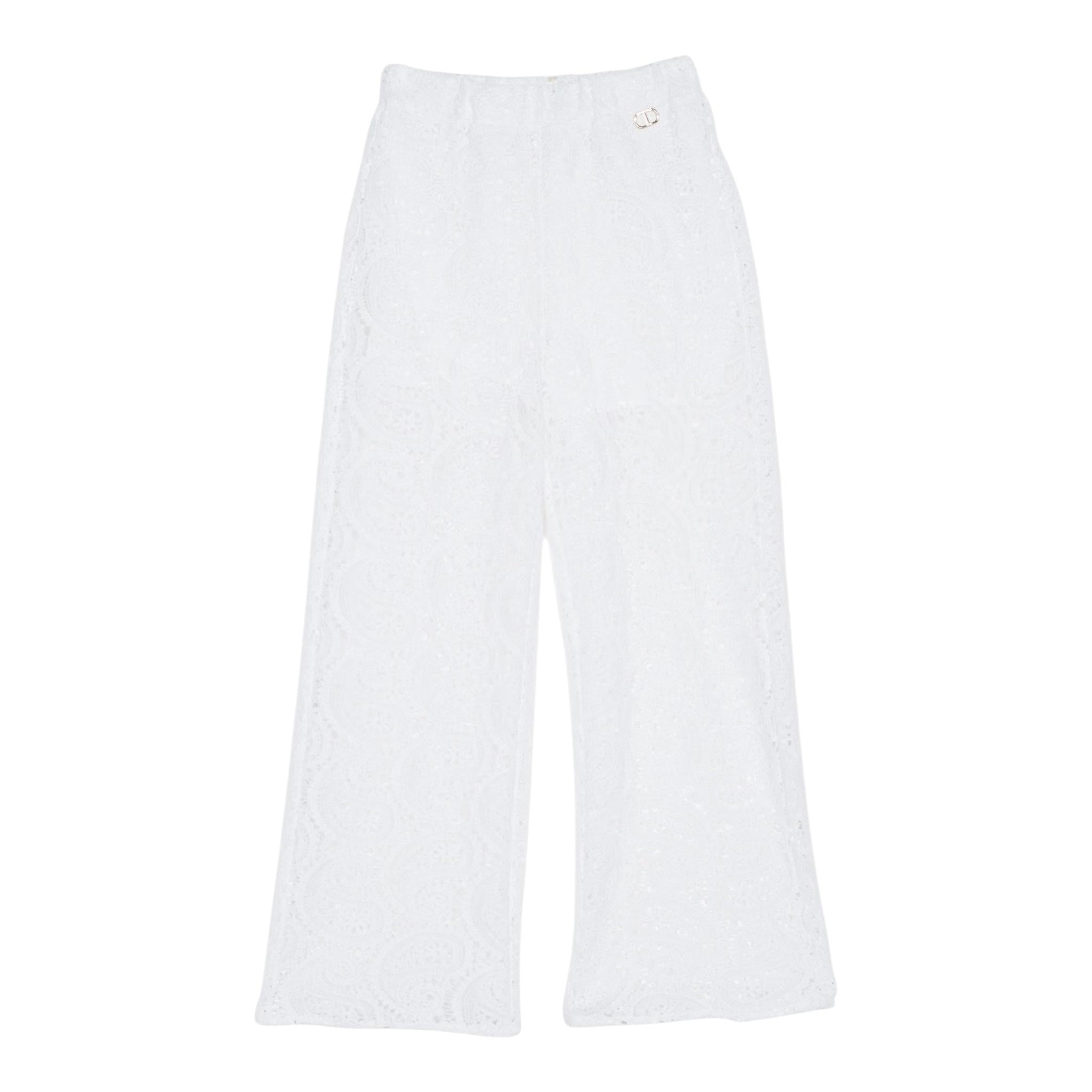 Twinset Pantalone Tinta Unita Traforato per Bambina 251GJ2QR4 BIANCO TWINSET 