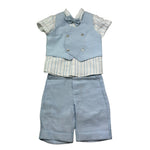 Barcellino Completo 4 Pezzi Camicia-Bermuda-Gilet-Papillon per Neonato 120814 AZZURRO BARCELLINO 
