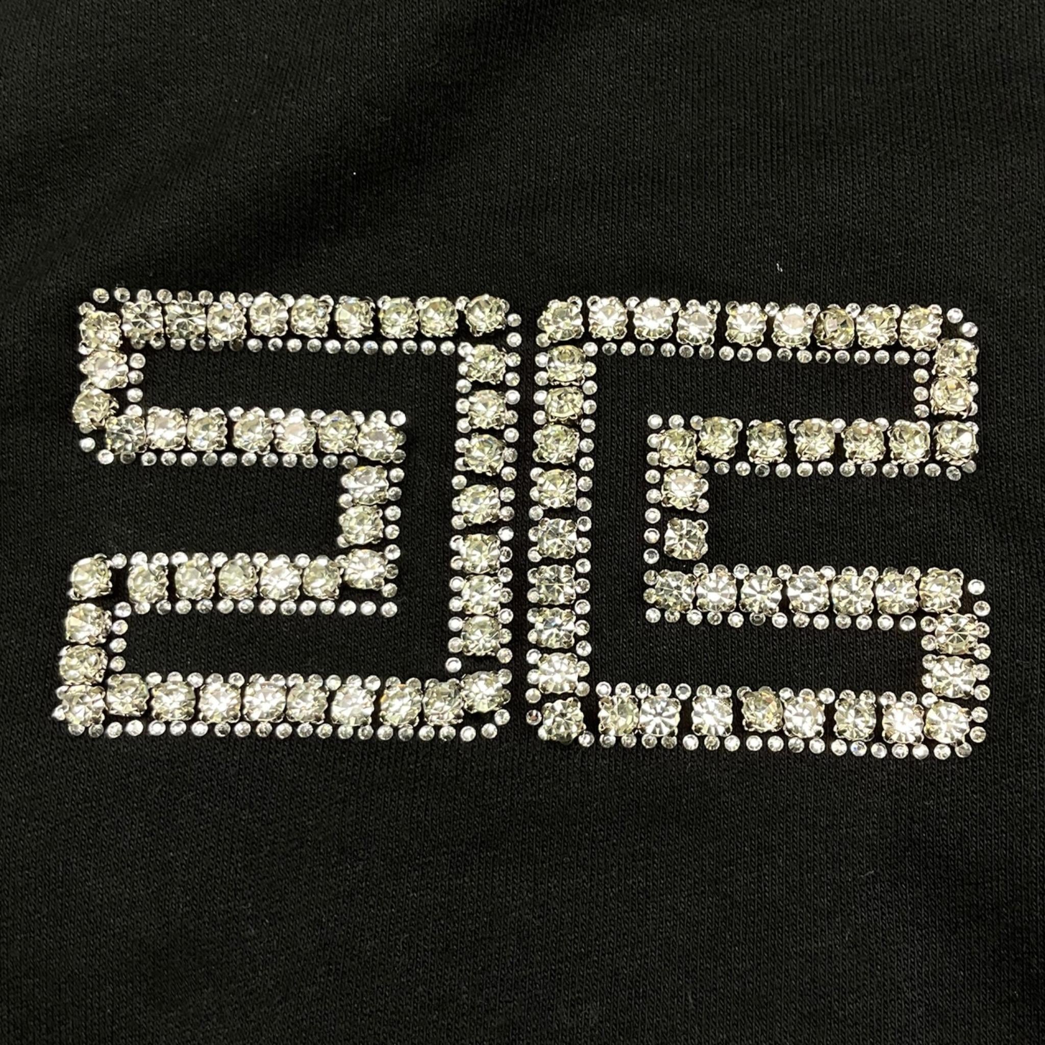 Elisabetta Franchi Felpa Girocollo Tinta Unita con Applicazioni Brillantini per Bambina EFFE149 NERO ELISABETTA FRANCHI 