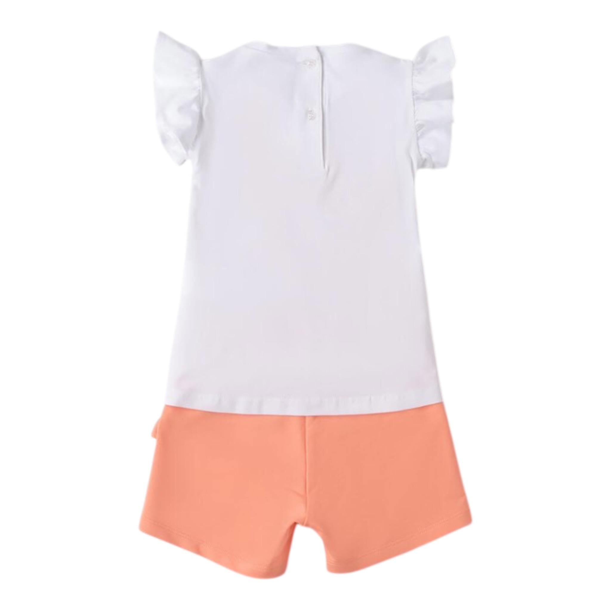 Sarabanda Completo 2 Pezzi T-Shirt-Shorts per Bambina 0B349XJ BIANCO/PESCA SARABANDA 