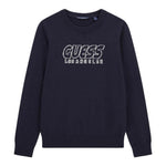Guess Maglia Girocollo Tinta Unita con Logo per Neonato N5RR01Z2BB0 BLU GUESS 