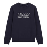 Guess Maglia Girocollo Tinta Unita con Logo per Neonato N5RR01Z2BB0 BLU GUESS 