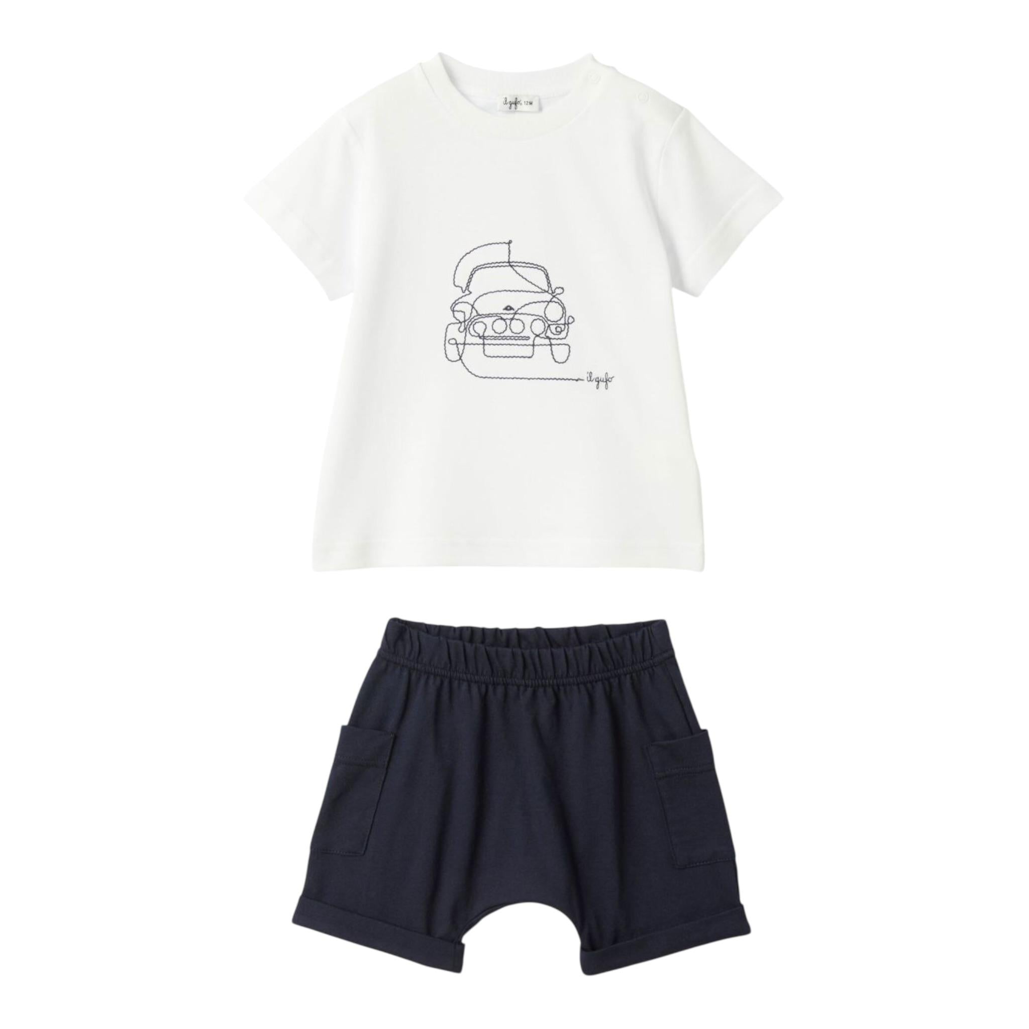 Il Gufo Completo 2 Pezzi T-Shirt-Bermuda Bicolore per Neonato P25DP538MF001 BIANCO/BLU IL GUFO 