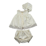 Granlei Completo 3 Pezzi Abito-Coulotte-Cappello per Neonata 125265 AVORIO GRANLEI 