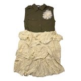 Dixie Two-Tone Green Ruffled Sleeveless Dress For Girls