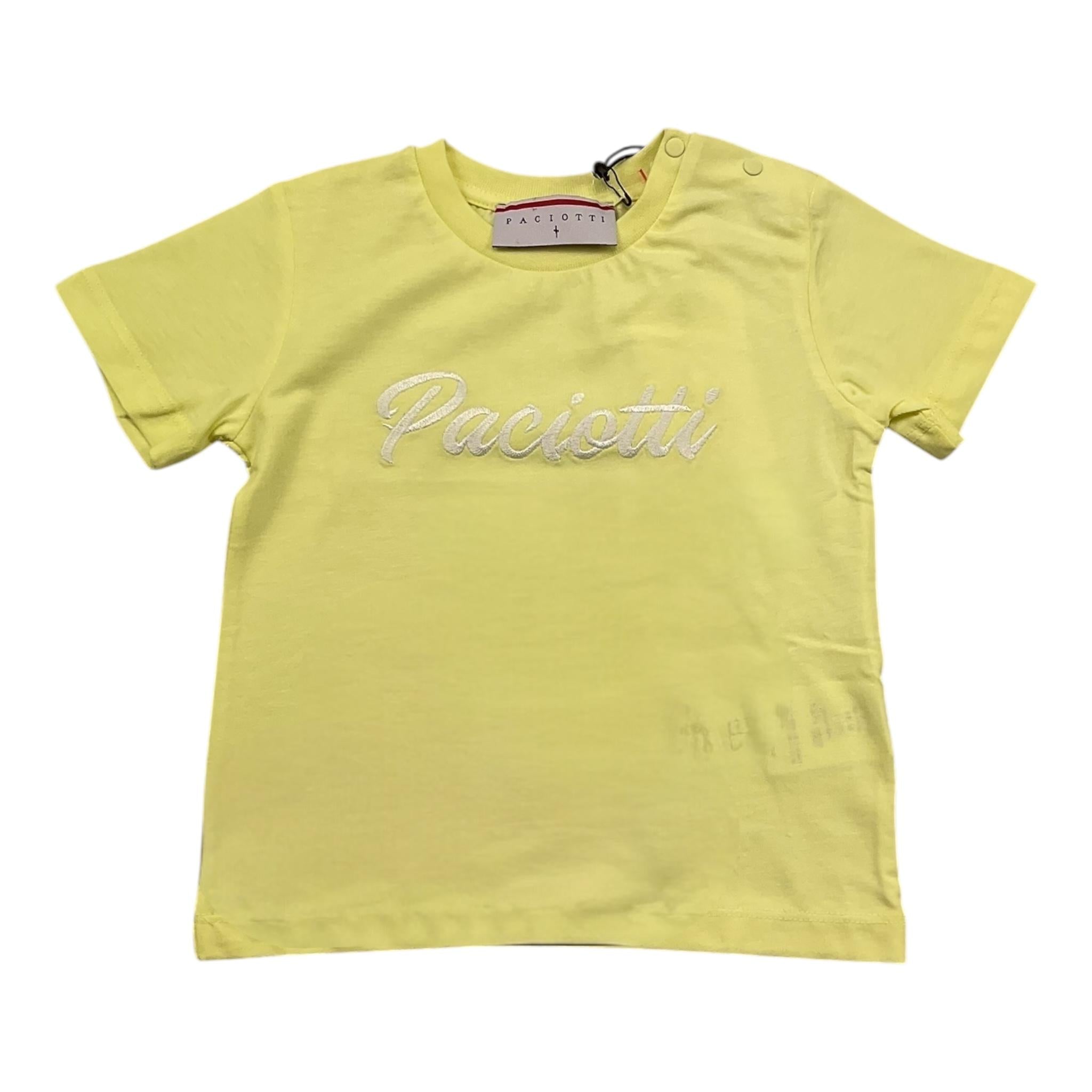 Cesare Paciotti T-Shirt Girocollo Tinta Unita con Logo per Bambino TSP4157BJ GIALLO CESARE PACIOTTI 