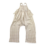 Petit Indi Tuta Intera Bicolore con Fantasia A Quadri per Bambina SS25B2115 BIANCO/BEIGE PETIT INDI 