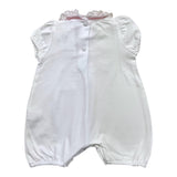 Ninnaoh Plain Romper with Print and Contrast Collar White for Baby Girl