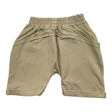 Bamboom+Babies Solid Color Bermuda Shorts with Fake Buttons and Elastic Waist Sand for Newborns