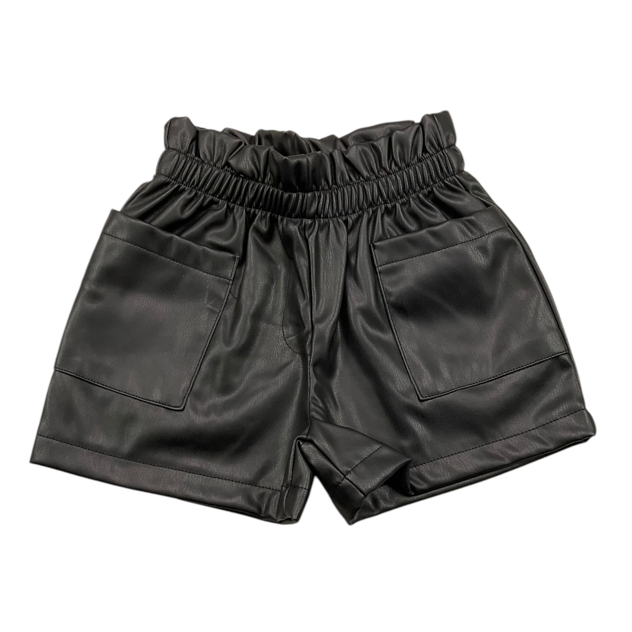 EMC short in ecopelle tinta unit con elastico in vita Nero per Bambina BZ7108 NERO EMC 