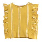 Play Up Solid Color Shirt With Green Ruffles For Baby Girl