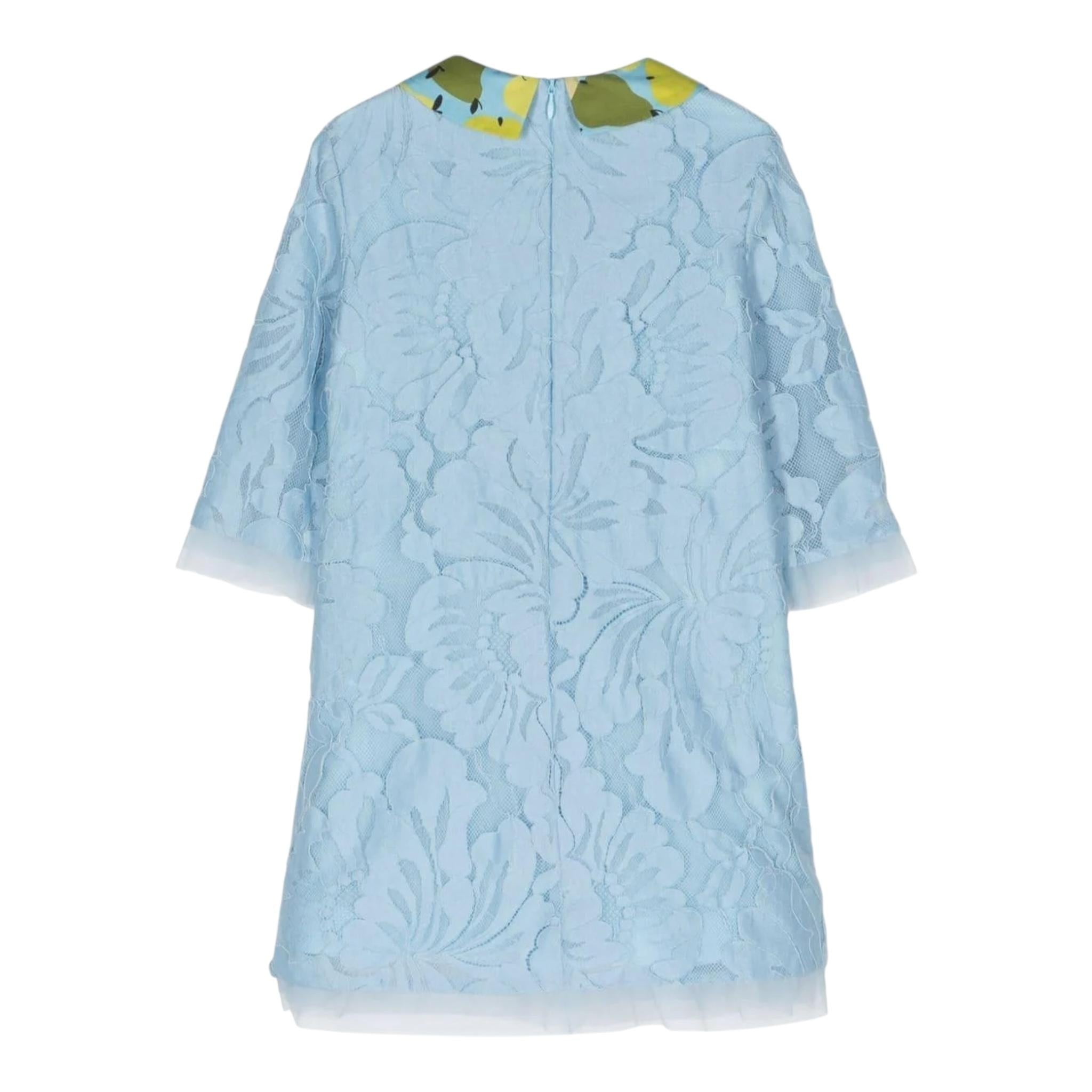 Mimisol Abito Tinta Unita Traforato con Ricami per Bambina MFAB63 AZZURRO MIMISOL 