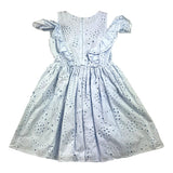 Lalalu' Plain Dress With Light Blue Embroidery For Girls