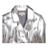 Michael Kors Solid Color Zip Up Silver Jacket For Girls