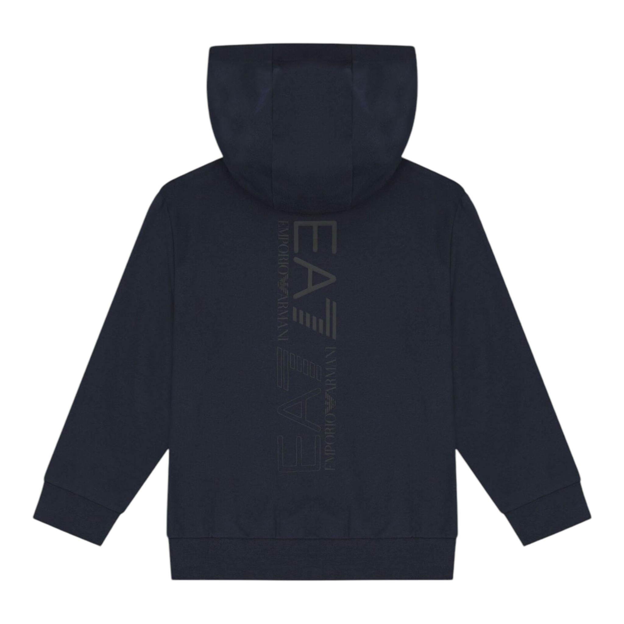 EMPORIO ARMANI felpa tinta unita con cappuccio e con stampa Blu per Bambino 6DBM67 BLU EMPORIO ARMANI 