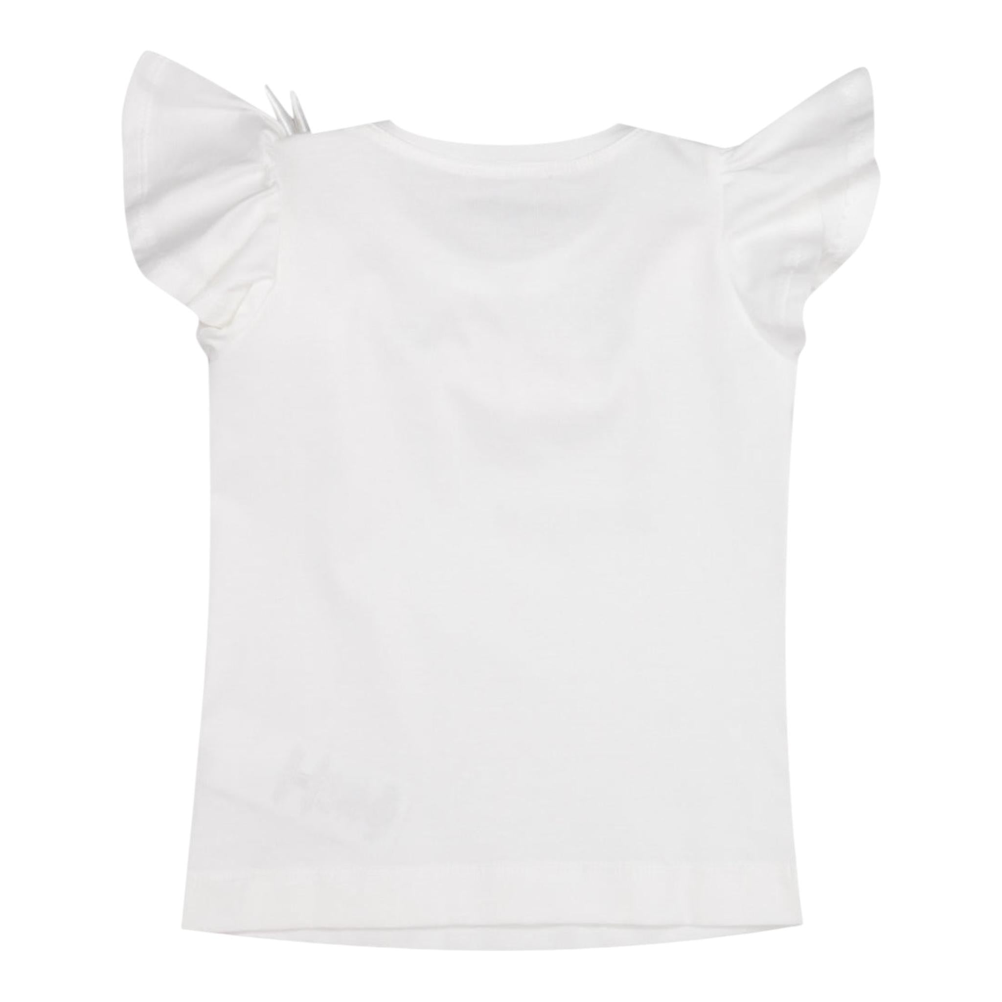 Monnalisa T-Shirt Girocollo Tinta Unita con Stampa per Bambina 11E613 BIANCO MONNALISA 