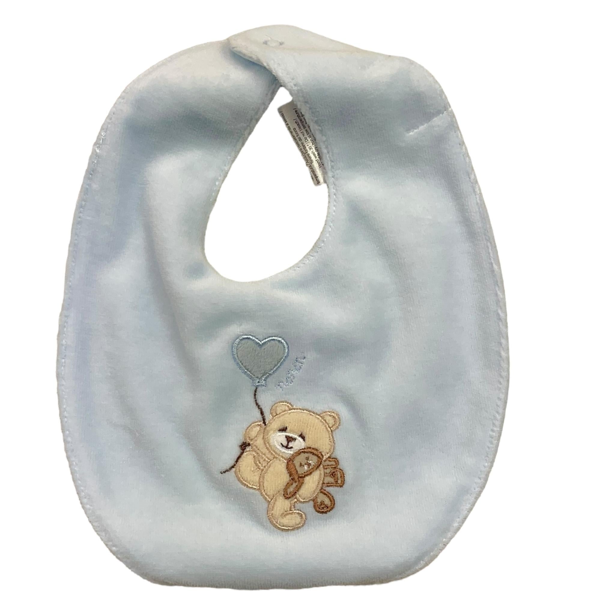 NANAN bavetta tinta unita con stampa in velluto Azzurro per Neonato I24014A AZZURRO NANAN 