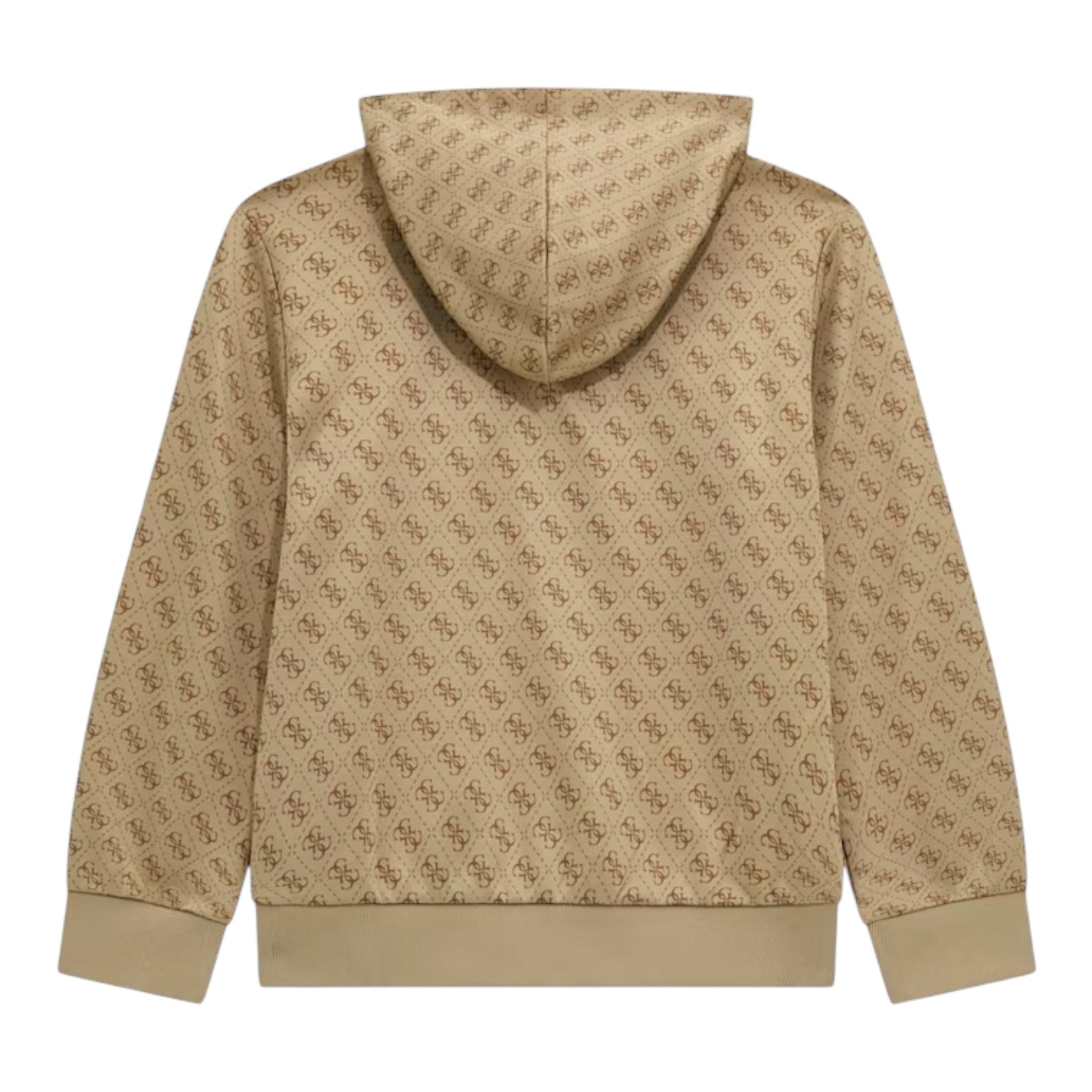 Guess Felpa Chiusa con Cappuccio Tinta Unita con Stampa In Contrasto per Bambino L5RQ24FL04 BEIGE GUESS 