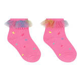 Billieblush Solid Color Socks With Multicolor Tulle Fuchsia For Girls