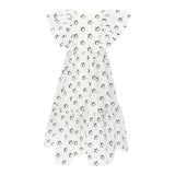 Monnalisa Solid Color Dress With Ruffles And White Star Pattern For Girls