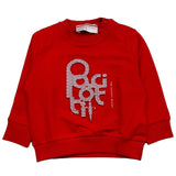 Cesare Paciotti Solid Color Crewneck Sweatshirt With Red Logo Print For Newborns