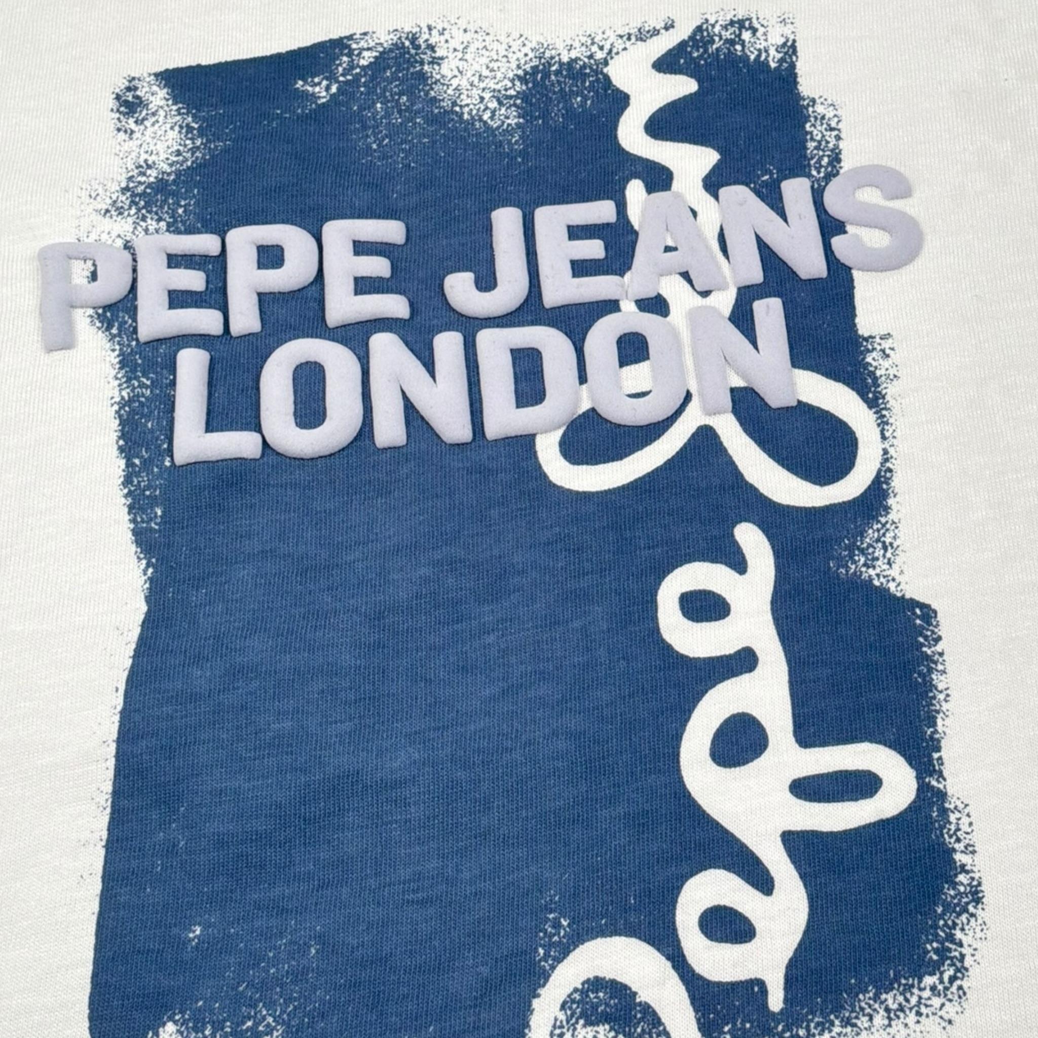 Pepe Feamo T-Shirt Girocollo Tinta Unita con Stampa per Bambino PB503978 BIANCO PEPE FEAMO 