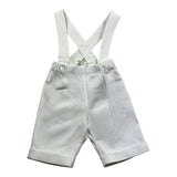 Colibri Bermuda Solid Color With Suspenders White For Newborn