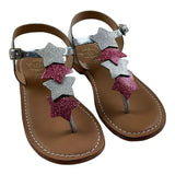 Colors Of California Solid Color Sandal With Silver Star Applique For Girls
