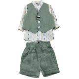 Shako' Complete 3 Piece Shirt-Waistcoat-Bermuda Green For Newborn