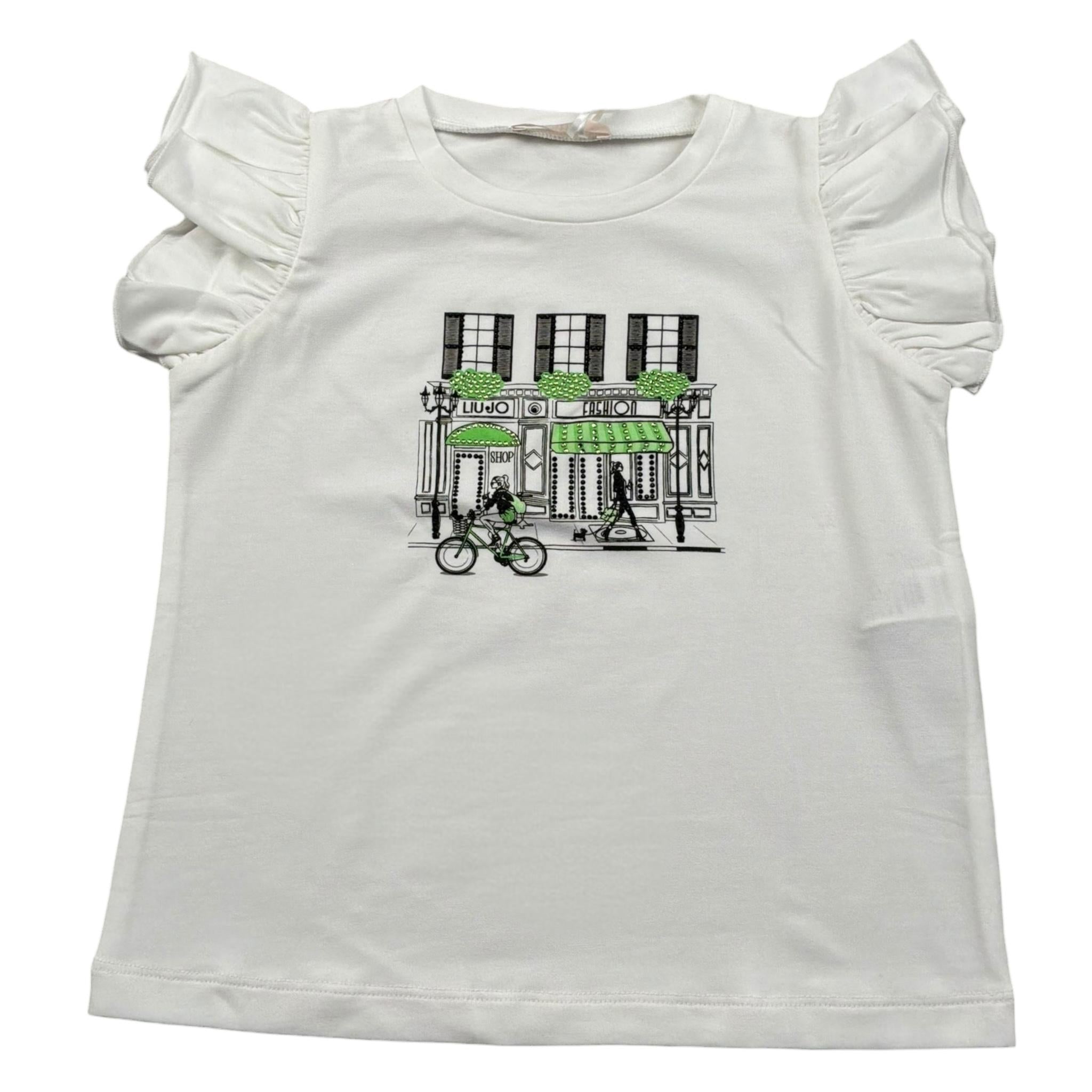 Liu Jo T-Shirt Girocollo Tinta Unita con Stampe per Bambina KA5084X BIANCO LIU JO 