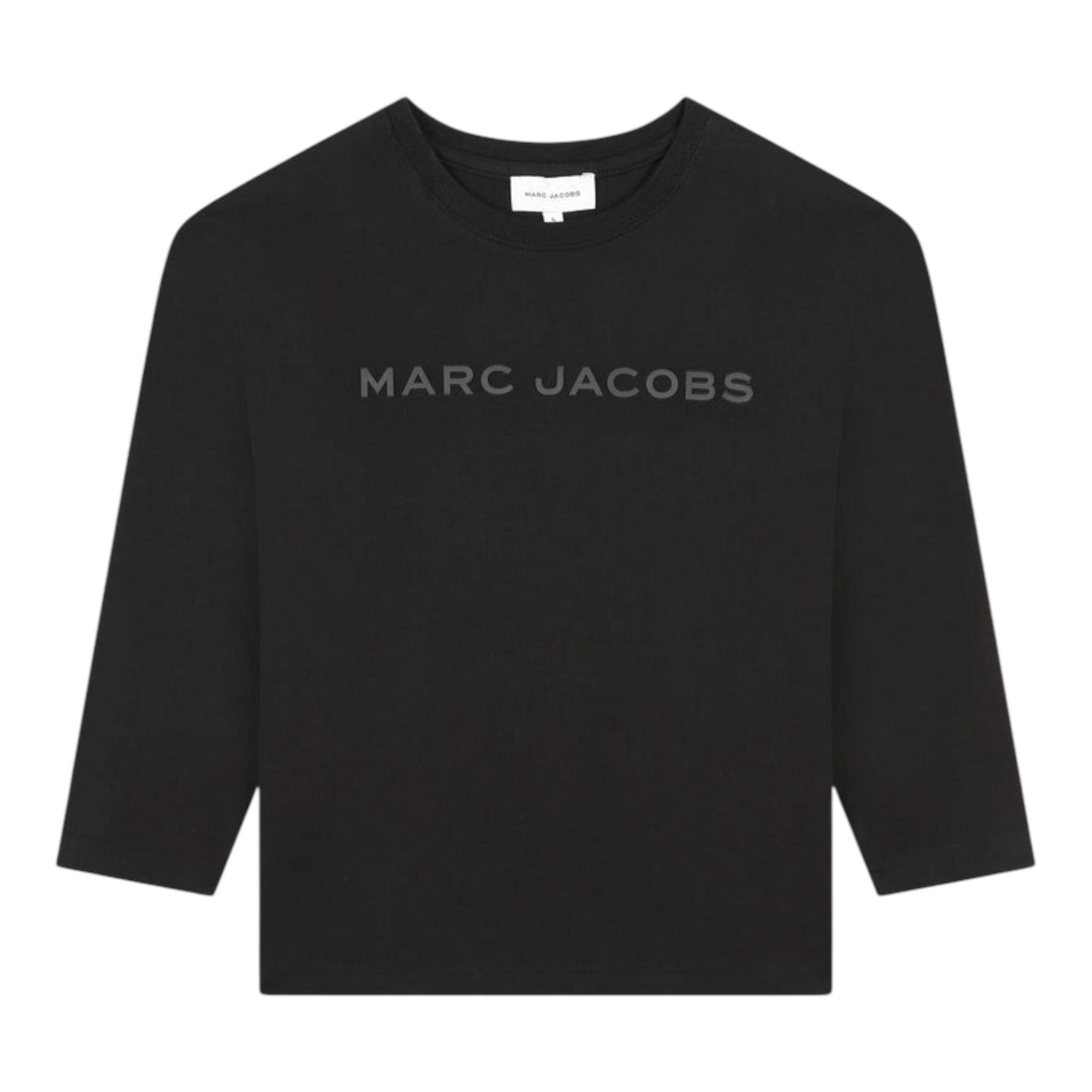 MARC JACOBS shirt girocollo tinta unita con logo Nero per Neonato W60322N NERO MARC JACOBS 