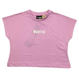 Disclaimer T-Shirt Crop Model Solid Color With Contrast Print Pink For Girls