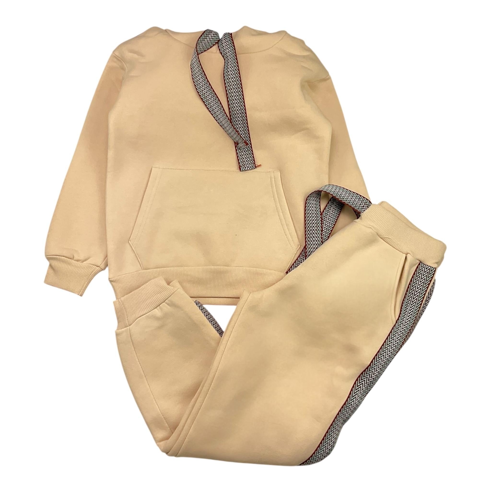 NEVER TOO completo 2pz felpa-pantalone tinta unita Beige per Bambino NT2089 BEIGE NEVER TOO 