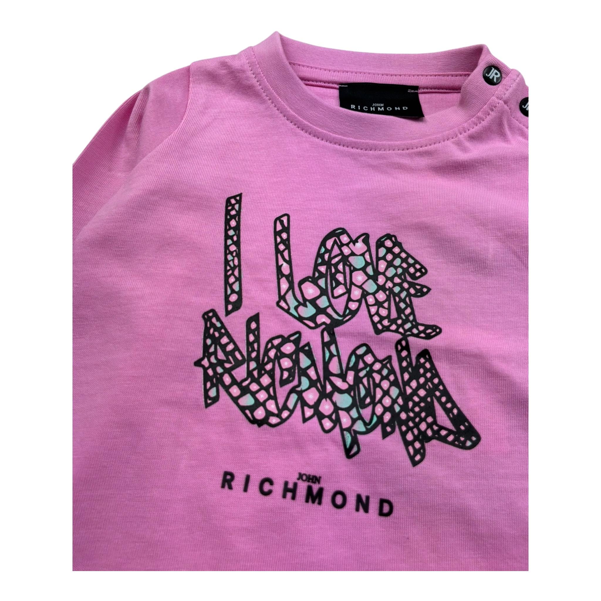 John Richmond Shirt Girocollo Tinta Unita con Logo per Neonata RIP26048TS ROSA JOHN RICHMOND 