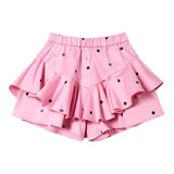 Twinset Short Skirt Model Solid Color With Pink Polka Dot Pattern For Baby Girl