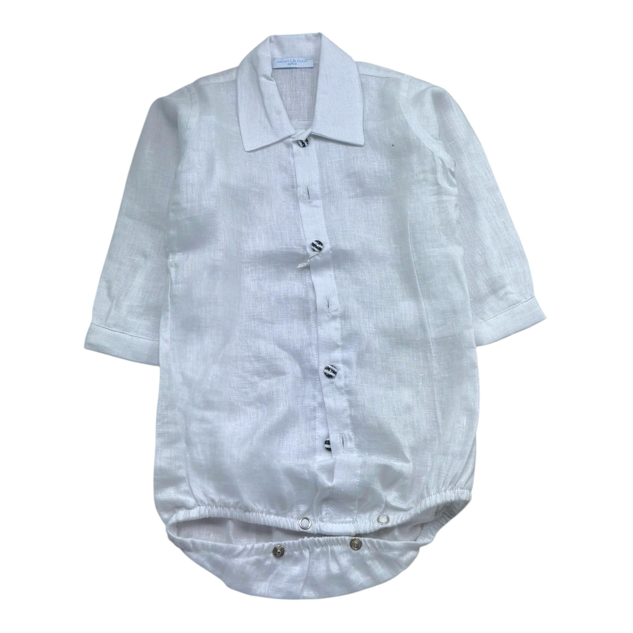 Manuel & Frank Camicia Tinta Unita Manica Lunga Modello Body per Neonato MF3177I BIANCO MANUEL & FRANK 