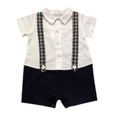 Barcellino Two-Tone Romper Half Sleeve White/Blue For Newborn