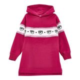 Chiara Ferragni Solid Color Dress With Hood And Fuchsia Print For Girls