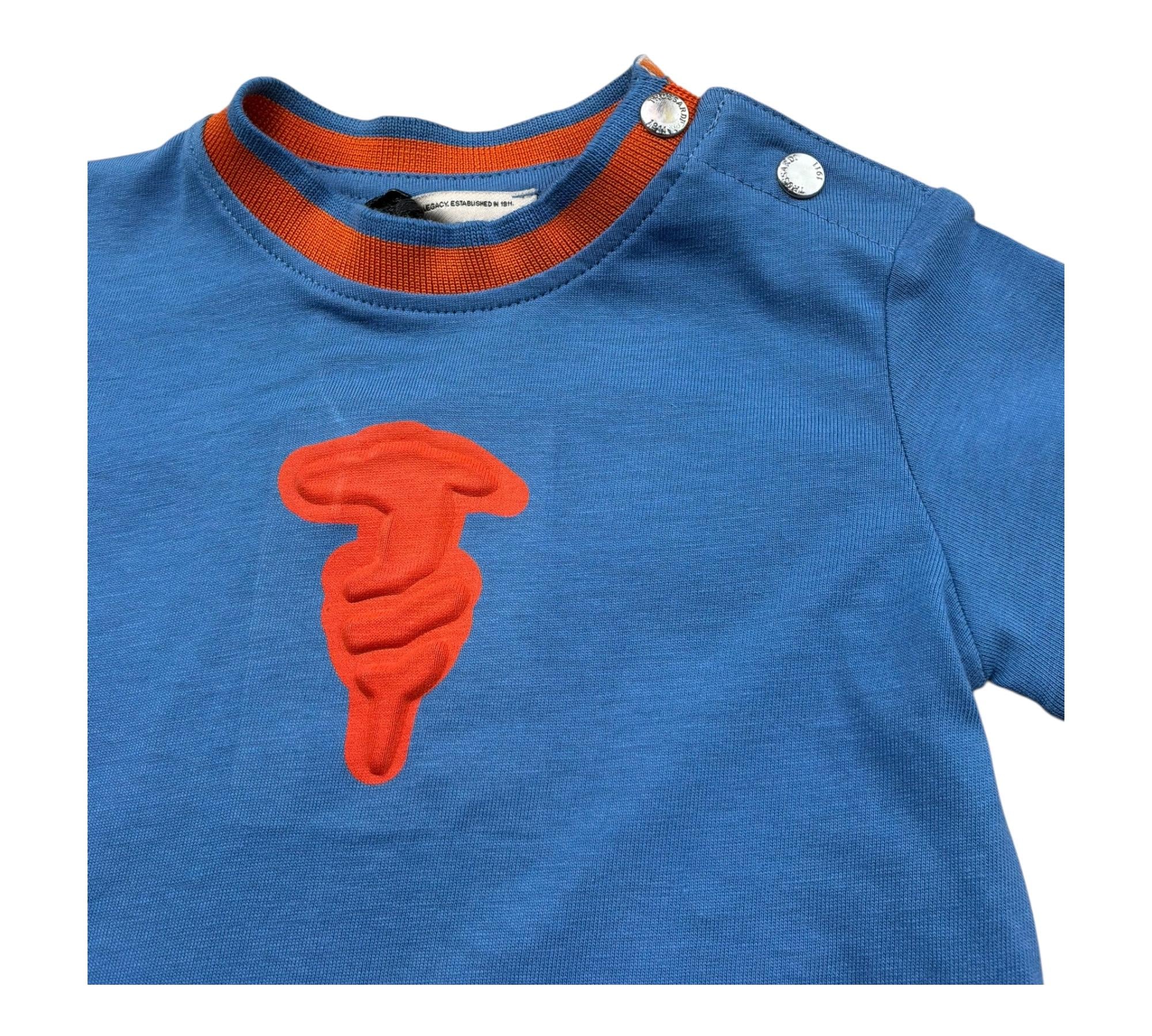 Trussardi T-Shirt Girocollo Tinta Unita con Stampa per Neonato TIP26088TS BLU TRUSSARDI 