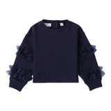 SARABANDA felpa tinta unita con tulle Blu per Bambina A301 BLU SARABANDA 