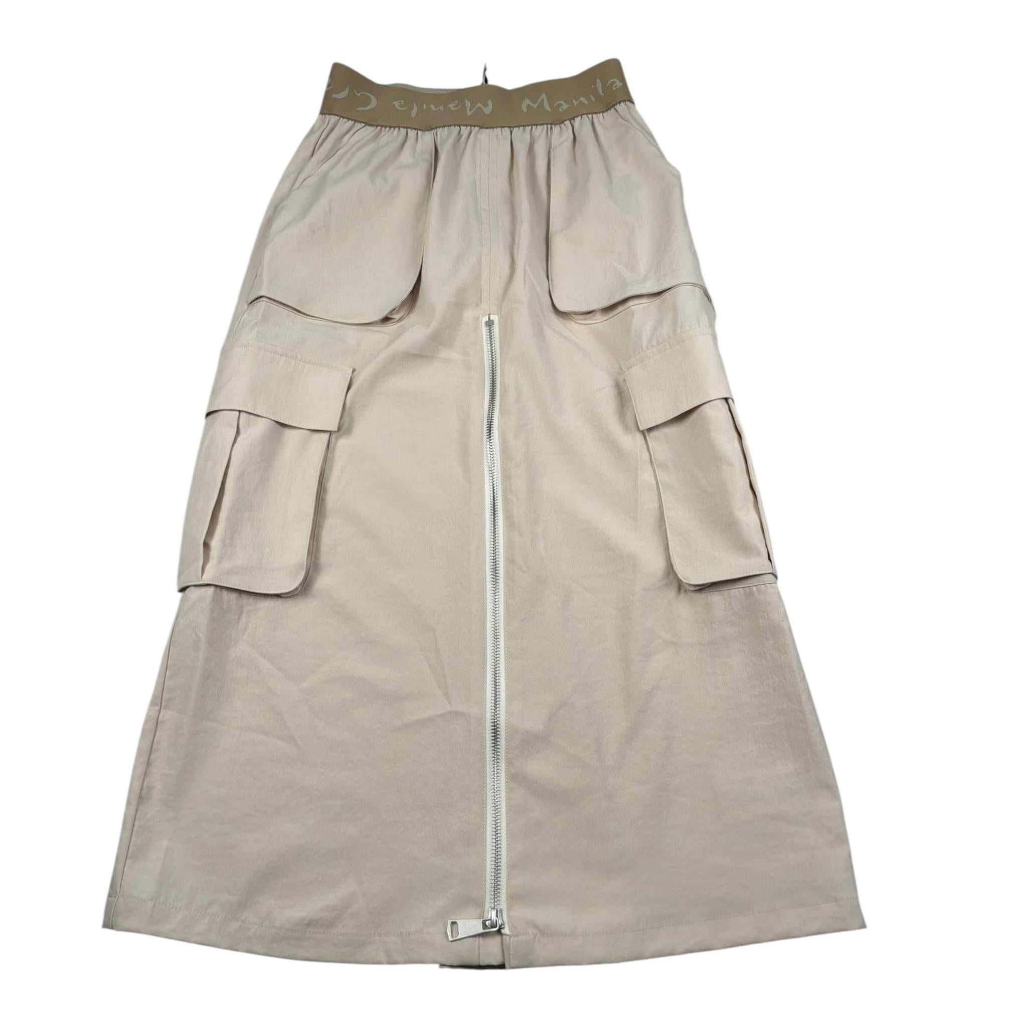 Manila Grace Gonna Tinta Unita con Elastico In Vita Logato per Bambina 105GMJS25 BEIGE MANILA GRACE 