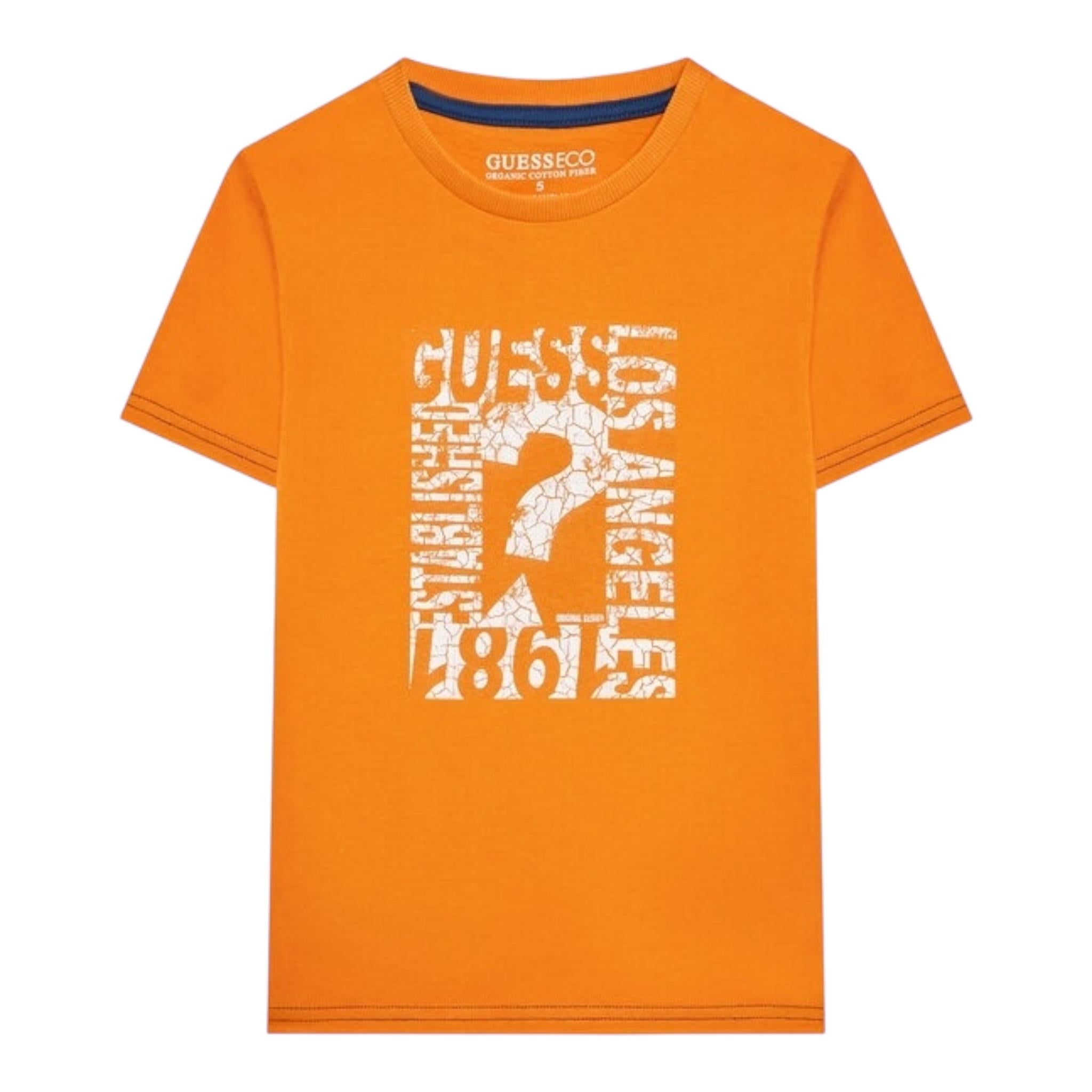Guess T-Shirt Tinta Unita con Stampa per Neonato N3GI00K8HM0 ARANCIONE GUESS 